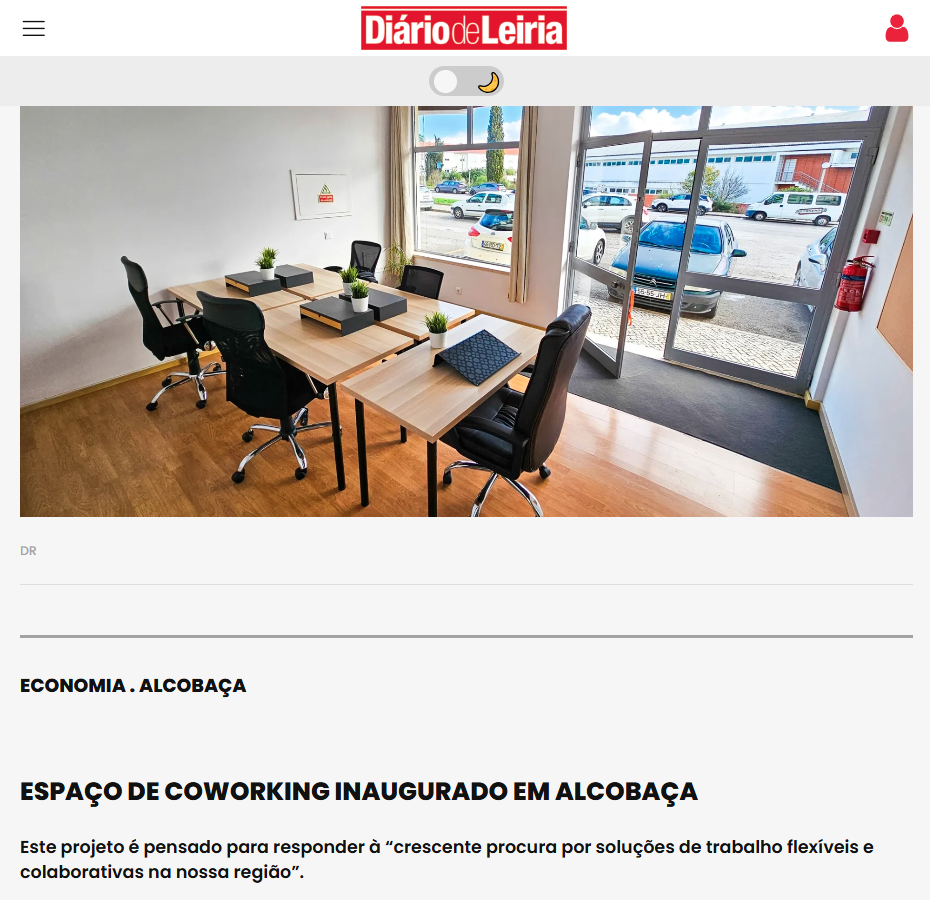 Diário de Leiria article about Espaço Coworking Alcobaça